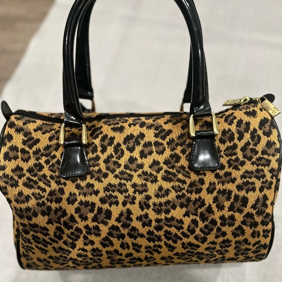 DIANE VON FURSTENBERG Madagascar Leopard Print Canvas Bag Badanco Luggage EUC - Picture 6 of 16